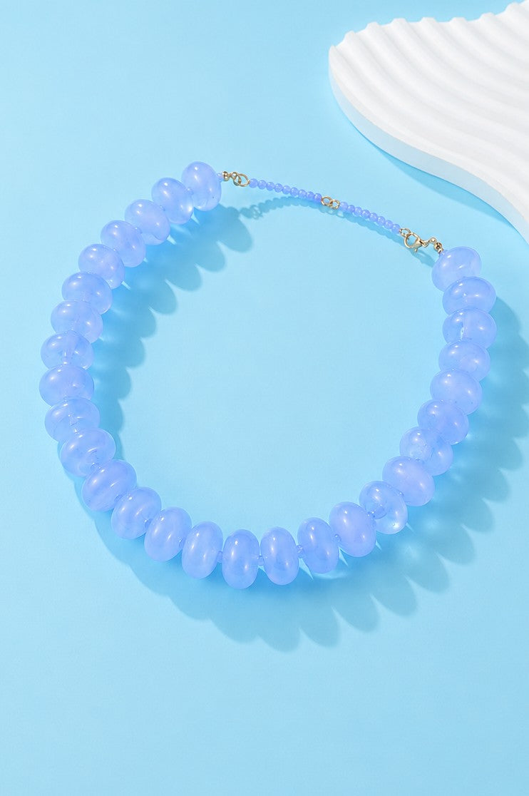Margot Chunky Beaded Necklace - Blue