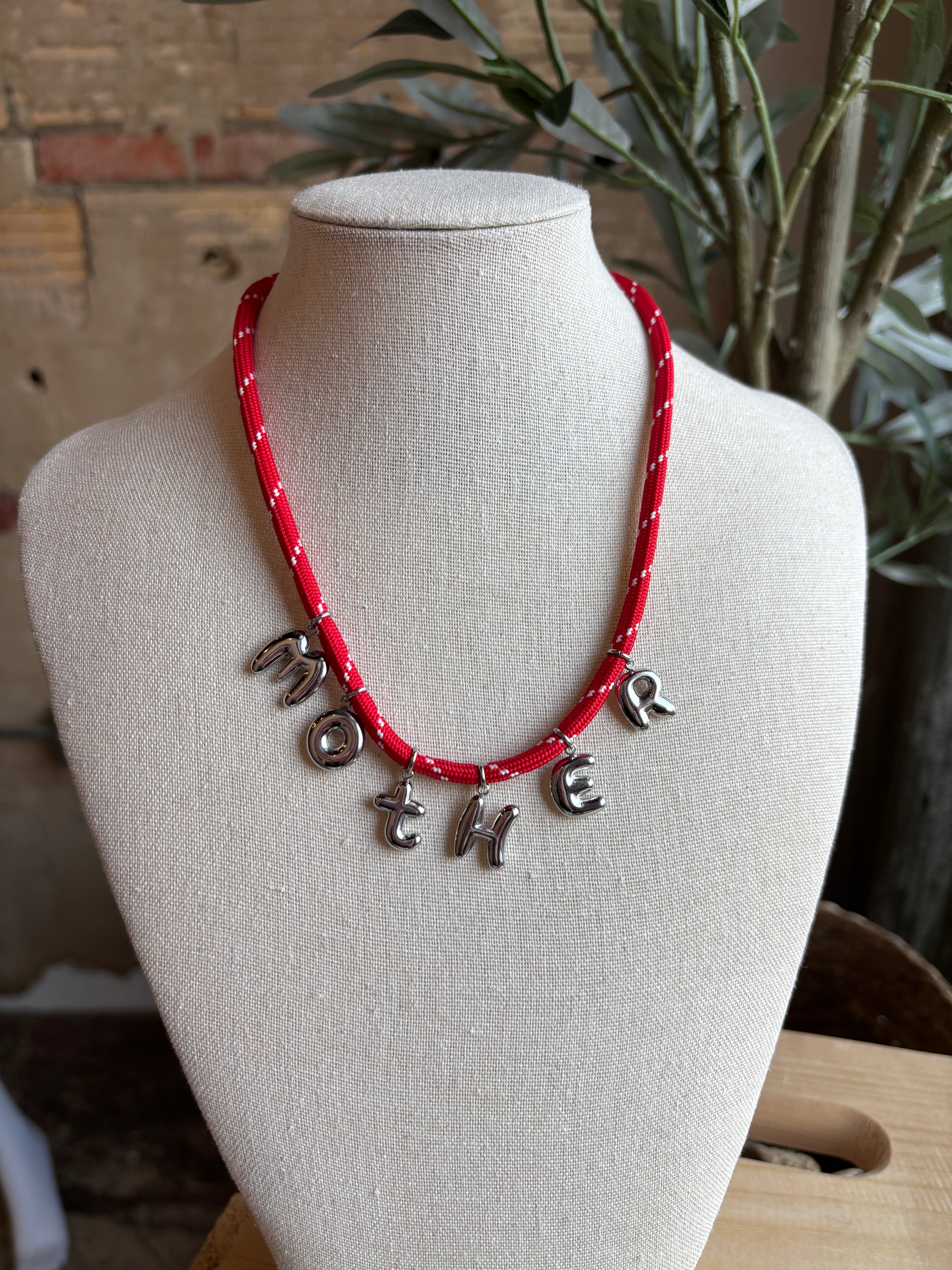 Ginny Mother Necklace - Red/Silver