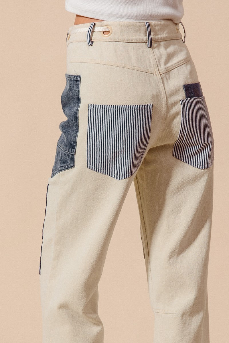 Pin Stripe Patchwork Pants