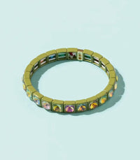 Tina Enamel Stretch Bracelet Olive Green