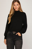 Laura Long Sleeve Mock Neck Sweater