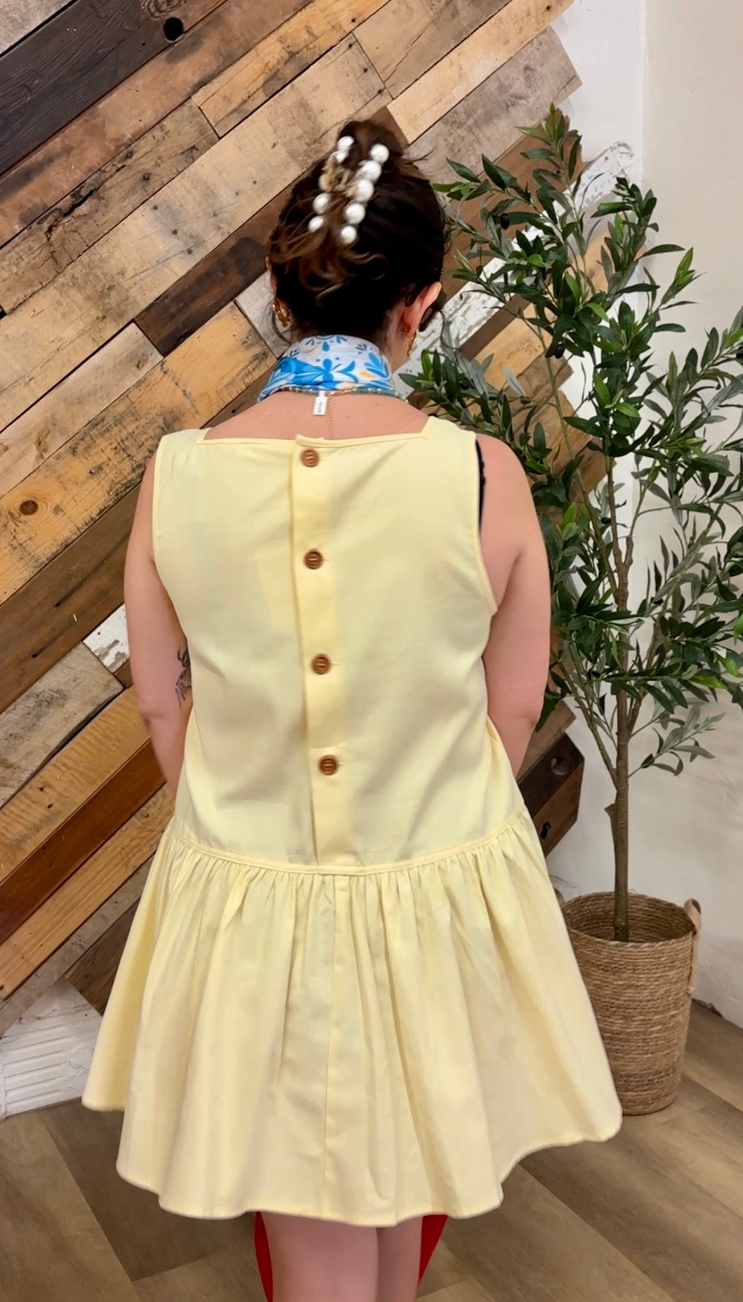 Sierra Square Neck Tunic Dress – Butter Yellow