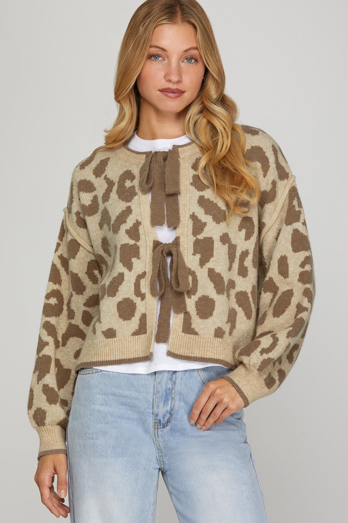 Valeria Leopard Bow Cardigan