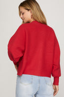 Abbie Long Sleeve Front Bows Cardigan Red
