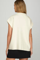 Lina Oversized Single Button Sweater Vest Cream
