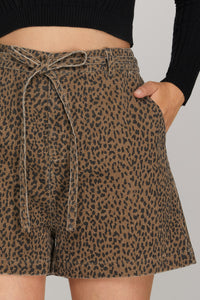 Emily Leopard Washed Shorts