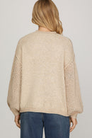 Ann Long Sleeve Sweater with Pocket Oatmeal