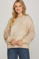 Ann Long Sleeve Sweater with Pocket Oatmeal