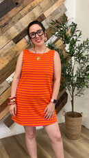 Lydia Stripe Shift Dress – Sunkist/Pink