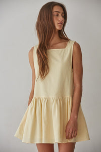 Sierra Square Neck Tunic Dress – Butter Yellow