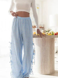 Sadie Bow Tie Gingham Pants Light Blue