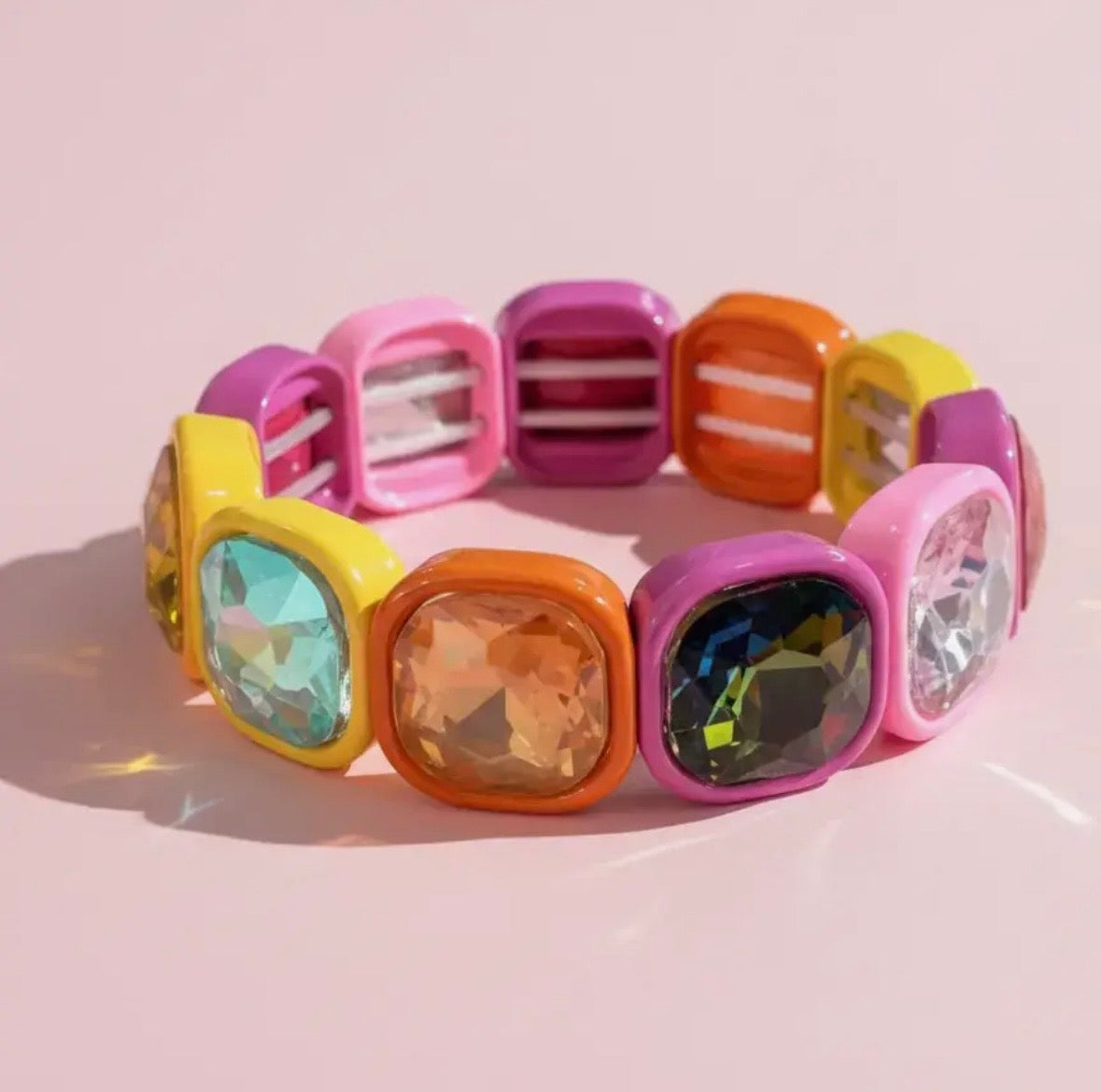 Lila Enamel Stretch Bracelet Pink/Orange