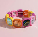 Lila Enamel Stretch Bracelet Pink/Orange