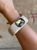 Bianca Gemstone Cuff Bracelet - Cream