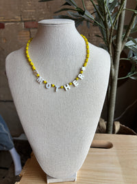 Paula Mother Glass Beaded Necklace - Yellow