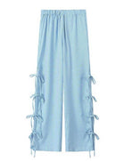 Sadie Bow Tie Gingham Pants Light Blue