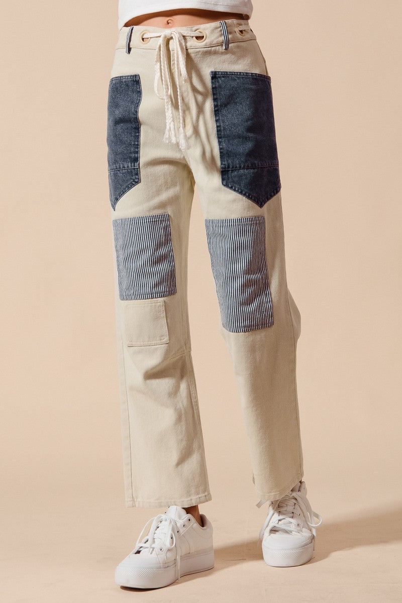 Pin Stripe Patchwork Pants