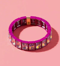 Estela XL Enamel Stretch Bracelet Dark Pink