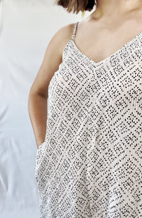 Sleeveless Wide Leg Jumpsuit with Pockets White Dotted