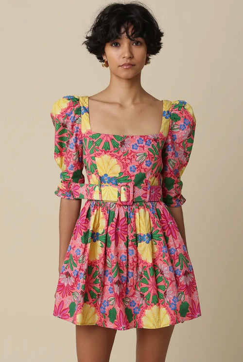 Valencia Bloom Belted Mini Dress