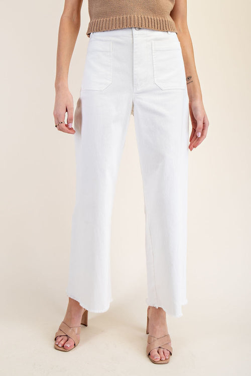 Susie Raw Hem Front Pocket Pants Black White