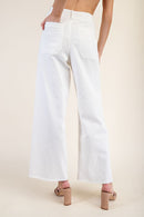 Susie Raw Hem Front Pocket Pants Black White