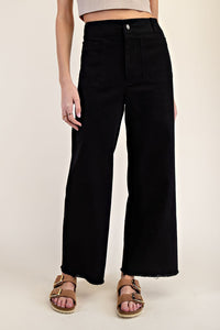 Susie Raw Hem Front Pocket Pants Black White