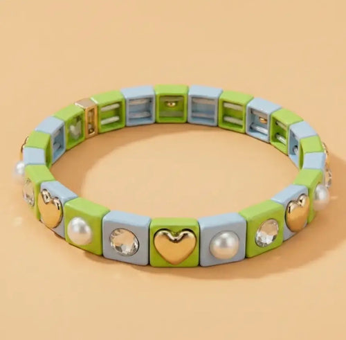 Marcela Enamel Stretch Bracelet Blue/Green