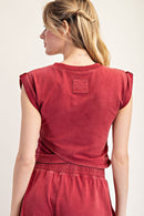 Lizzie Wrapped Cropped Top Winterberry