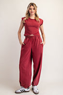 Lizzie Wrapped Cropped Top Winterberry