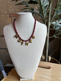 Ginny Mother Necklace - Burgandy/Gold