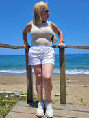 Cropped Knit Tank Top Sand