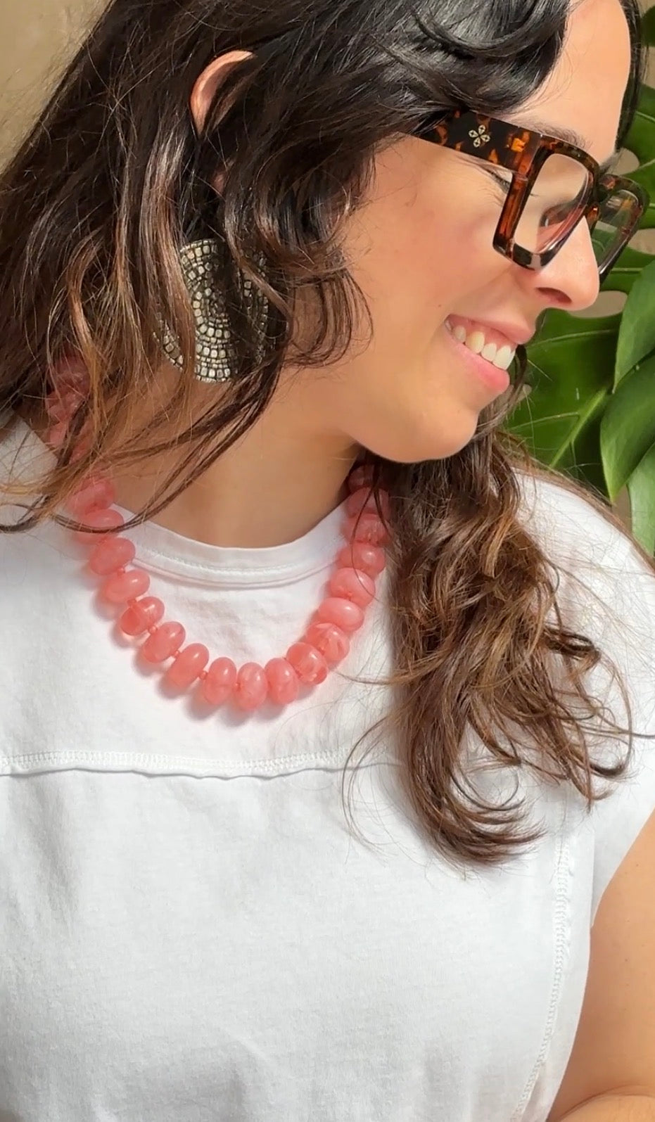 Margot Chunky Beaded Necklace - Rose