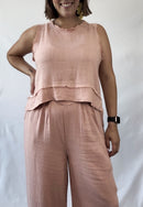 Solid Linen Sleeveless Top Blush, Tomato