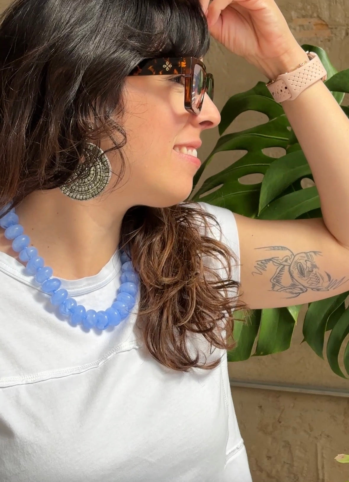 Margot Chunky Beaded Necklace - Blue