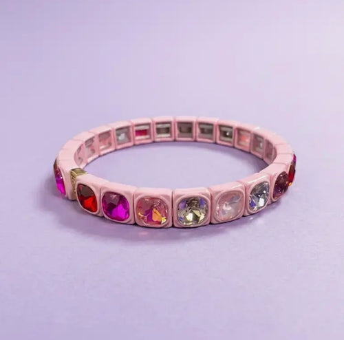 Tina Enamel Stretch Bracelet Pink