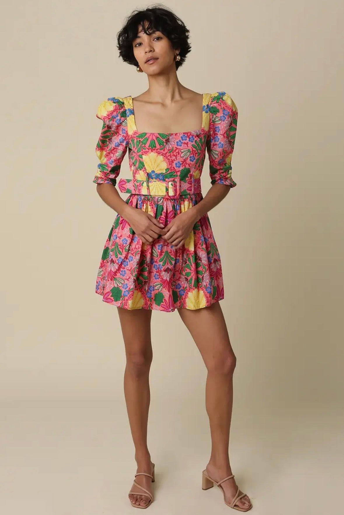 Valencia Bloom Belted Mini Dress