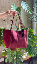 Sloane Suede Tote Bag - Burgandy