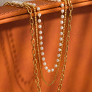 Celine Stacked Necklace - Gold Pearl