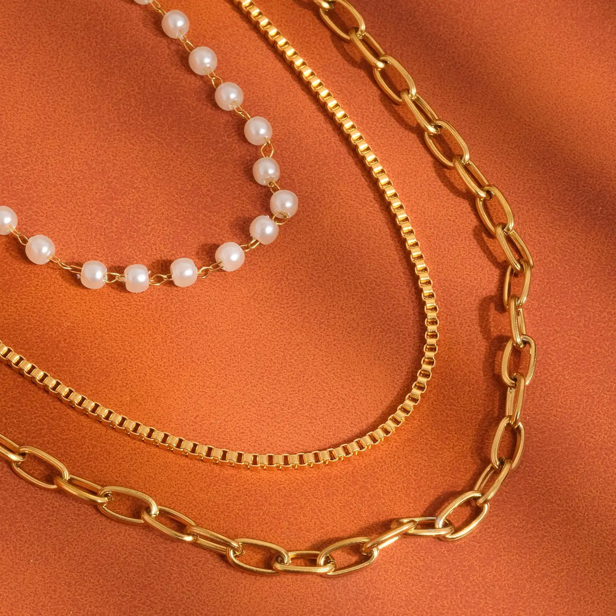 Celine Stacked Necklace - Gold Pearl
