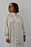 Eyelet Button Up Shirt Dress White