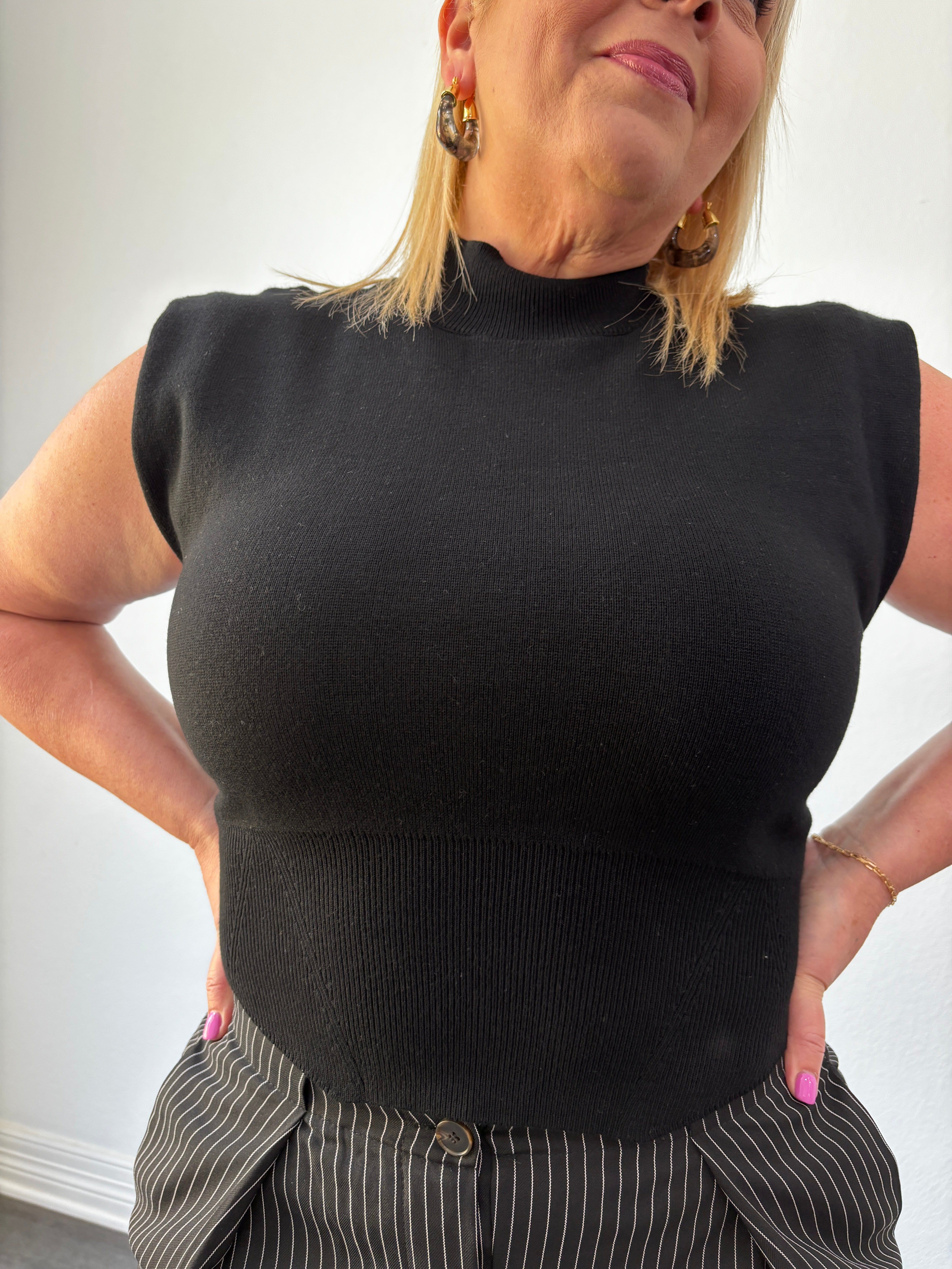Elise Mock Neck Sweater Black