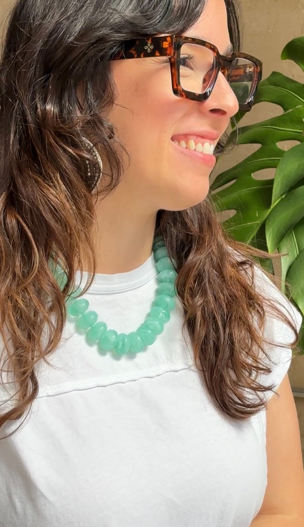 Margot Chunky Beaded Necklace - Mint