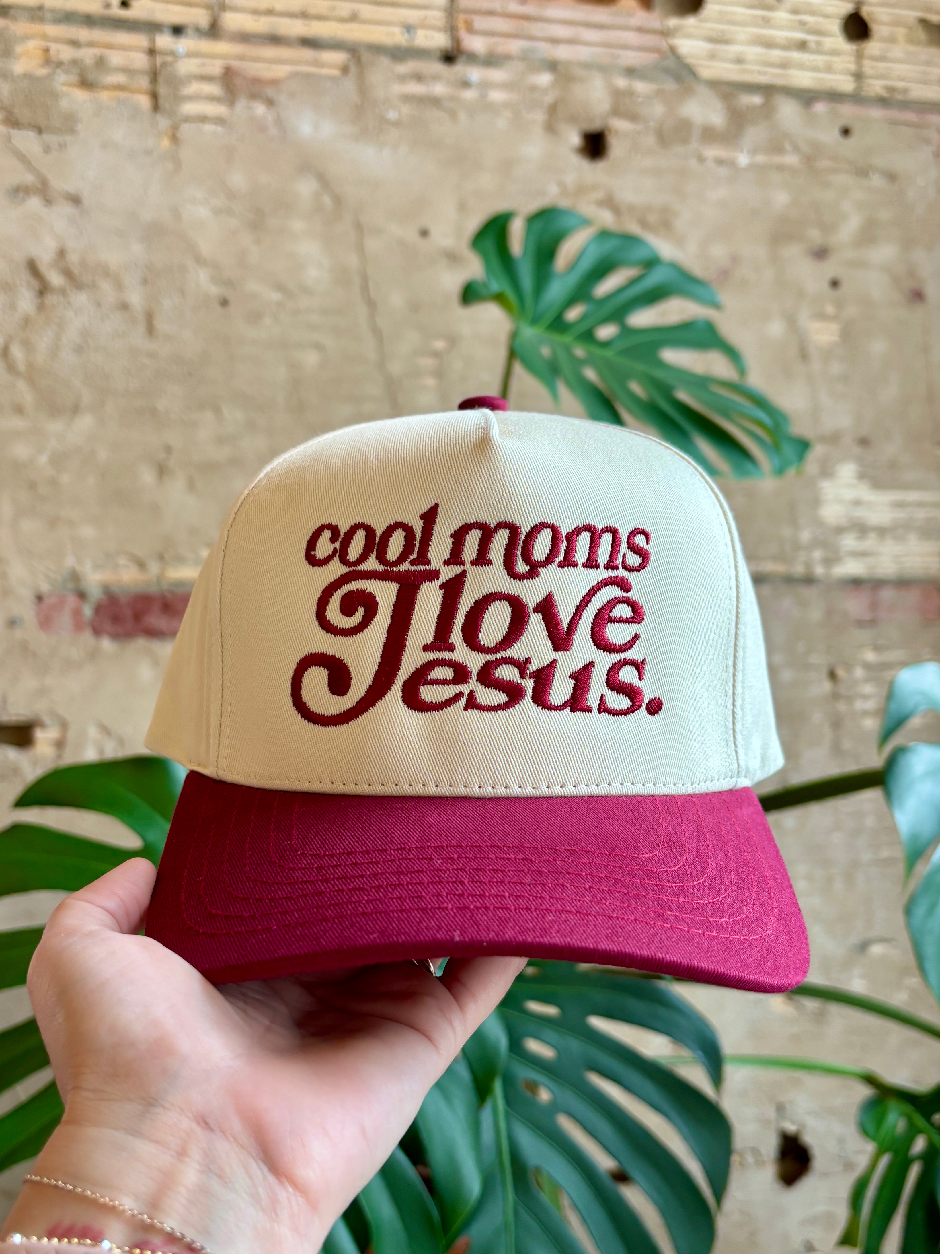Cool Moms Love Jesus Trucker Hat - Maroon