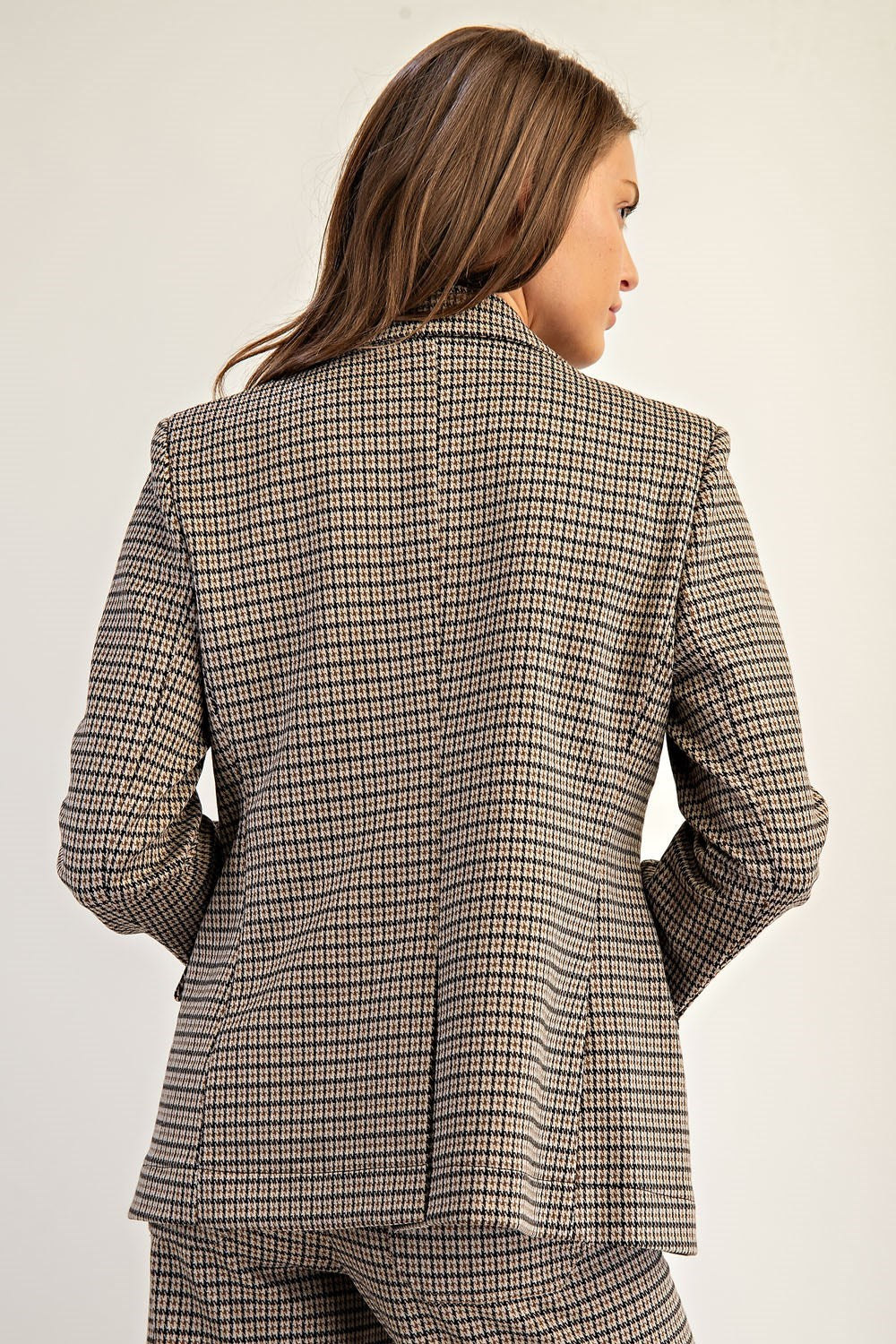 Eleanor Houndstooth Blazer Brown Hazel