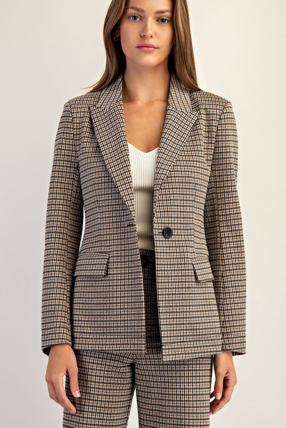 Eleanor Houndstooth Blazer Brown Hazel