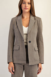 Eleanor Houndstooth Blazer Brown Hazel