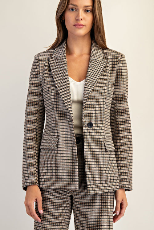 Eleanor Houndstooth Blazer Brown Hazel