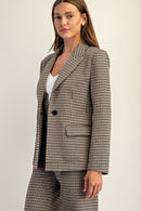 Eleanor Houndstooth Blazer Brown Hazel
