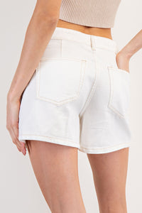 Asymmetrical White Denim Skort